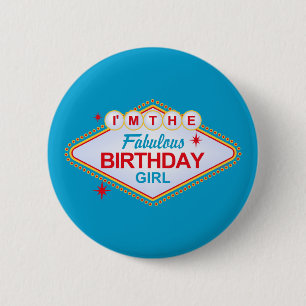 Las Vegas Birthday Girl Ronde Button 5,7 Cm