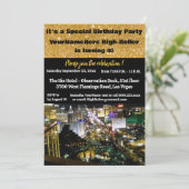 Las Vegas Birthday Party 40th Kaart (Staand voorkant)