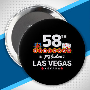 Las Vegas Birthday Party - 58th Birthday in Vegas Ronde Button 4,0 Cm