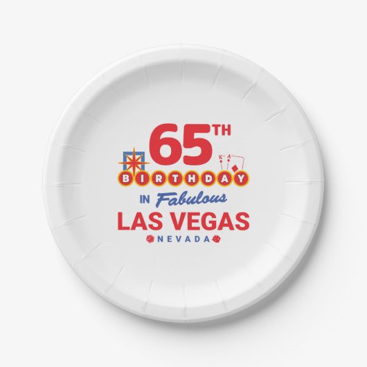 Las Vegas Birthday Party - 65th Birthday in Vegas Papieren Bordje (Voorkant)
