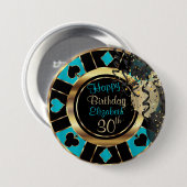 Las Vegas Birthday Party - Blauwgroen Ronde Button 7,6 Cm (Voorkant /achterkant)