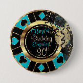Las Vegas Birthday Party - Blauwgroen Ronde Button 7,6 Cm (Voorkant)