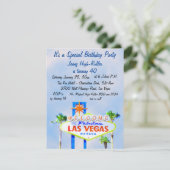  Las Vegas Birthday Party Blue Sky Sign Kaart (Staand voorkant)
