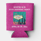 Las Vegas Birthday Party Favor Pink Glitter Blikjeskoeler (Voorkant)