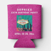 Las Vegas Birthday Party Favor Pink Glitter Blikjeskoeler (Achterkant)