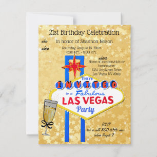 Las Vegas Birthday Party Invitation Kaart