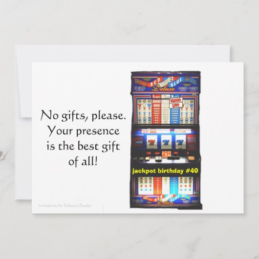 Las Vegas Birthday Party Jackpot Slot Machine Kaart (Achterkant)