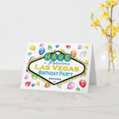 Las Vegas Birthday Party Kaart met ballonnen. (Gele Bloem)