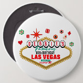 Las Vegas Birthday Party  Matching Ronde Button 6,0 Cm (Voorkant /achterkant)