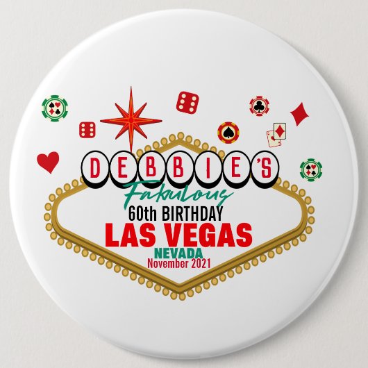 Las Vegas Birthday Party  Matching Ronde Button 6,0 Cm (Voorkant)