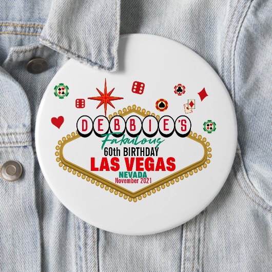 Las Vegas Birthday Party  Matching Ronde Button 6,0 Cm (In situ)
