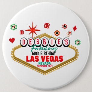 Las Vegas Birthday Party  Matching Ronde Button 6,0 Cm