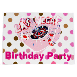 Las Vegas Birthday Party Pink Brown Casino Stippen Groot Cadeauzakje