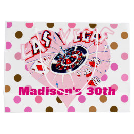 Las Vegas Birthday Party Pink Brown Casino Stippen Groot Cadeauzakje