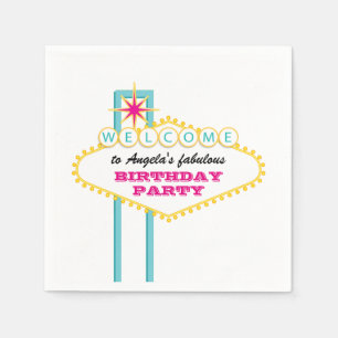 Las Vegas Birthday Party Pink Sign Servetten