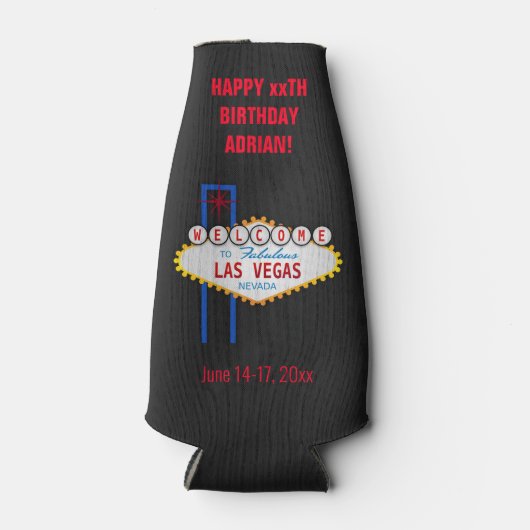 Las Vegas Birthday Party Trip Favor Bottle Cooler (Voorkant)