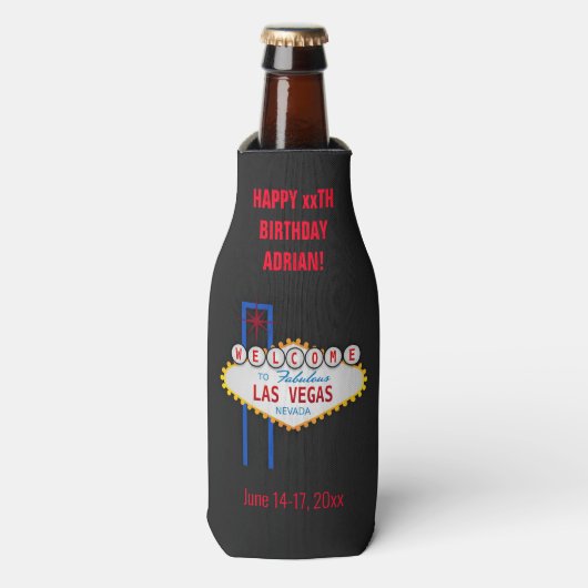Las Vegas Birthday Party Trip Favor Bottle Cooler (Fles Voorkant)