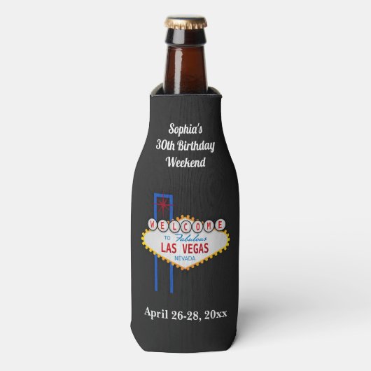 Las Vegas Birthday Party Trip Favor Flesjeskoeler (Fles Voorkant)
