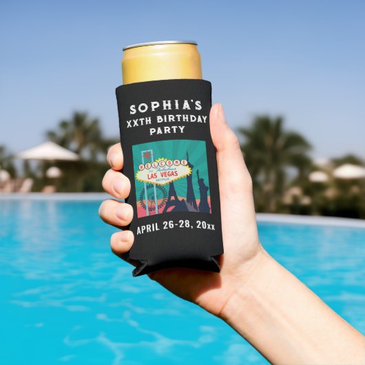 Las Vegas Birthday Party Trip Favor Seltzer Blikjeskoeler (Insitu Zwembad)