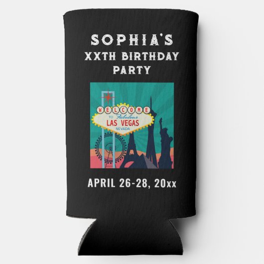 Las Vegas Birthday Party Trip Favor Seltzer Blikjeskoeler (Achterkant)
