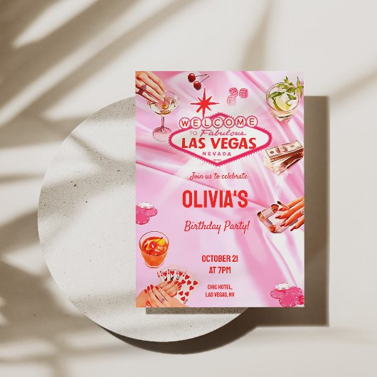 Las Vegas Birthday Party Vrouwen Poker Uitnodiging