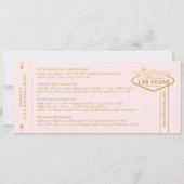 Las Vegas Birthday Pink Gold Save the Date Ticket Kaart (Achterkant)