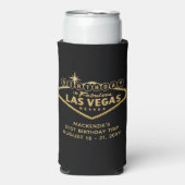 Las Vegas Birthday Trip Black Gold Custom Favor Seltzer Blikjeskoeler (Seltzer Voorkant)