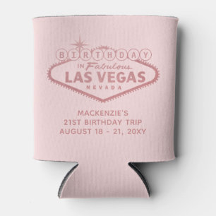 Las Vegas Birthday Trip Pink Personalized Favor Blikjeskoeler