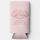 Las Vegas Birthday Trip Pink Personalized Favor Seltzer Blikjeskoeler (Voorkant)