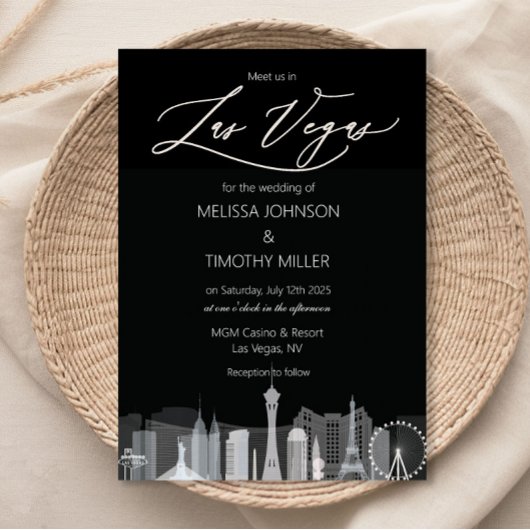 Las Vegas Black and White Uitnodiging