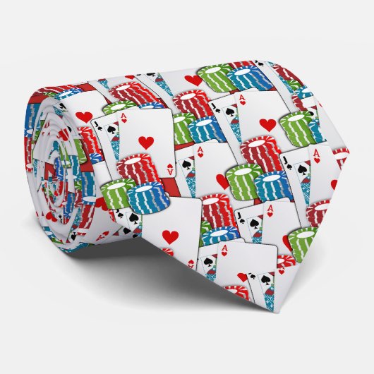 Las Vegas Blackjack Poker Kaarten en Chips Stropdas (Opgerold)