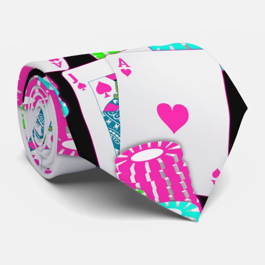 Las Vegas Blackjack Poker Kaarten en Chips Stropdas (Opgerold)