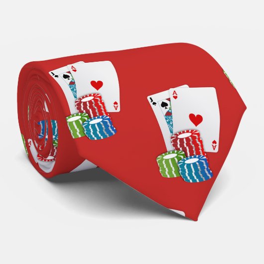 Las Vegas Blackjack Poker Kaarten en Chips Stropdas (Opgerold)