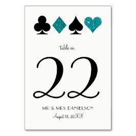 Las Vegas Blauwgroen Glitter Aangepast Tafelnummer