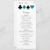 Las Vegas Blauwgroen Glitter Trouwprogramma Programmakaart (Voorkant / Achterkant)