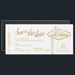 Las Vegas Boarding Pass Magnetic Save the Date<br><div class="desc">Magnetic Save the Date Boarding Pass for a Wedding in Las Vegas in chic gold and white. De gasten zijn blij dat ze deze leuke doelbruiloft krijgen, behalve de dadels voor Vegas bruiloft. Bijna kan alles op deze sjabloon van de Kaart van Las Vegas Boarding van de Pas worden veranderd...</div>
