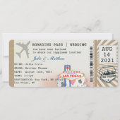 Las Vegas Boarding Pass Ticket Wedding Invitation Kaart (Voorkant)