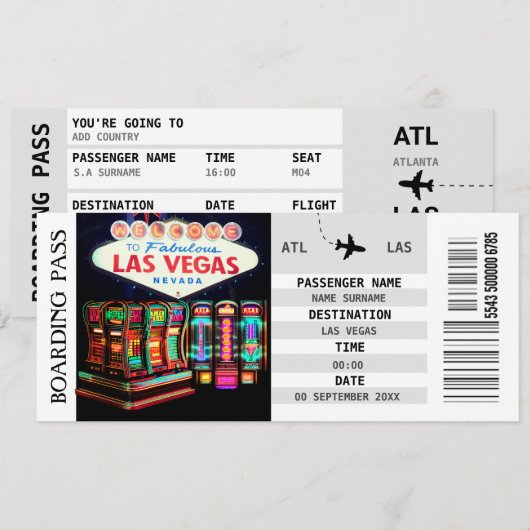 Las Vegas boarding pass vrijgezellenfeest Kaart (Voorkant / Achterkant)