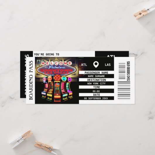 Las Vegas boarding pass weekendje weg meisjes Kaart (Voorkant / Achterkant in situ)