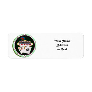 Las Vegas-bord & Cards Poker Chip Etiket
