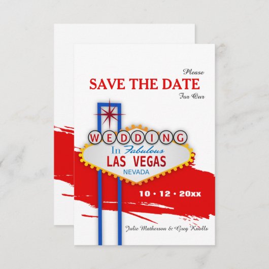 Las Vegas Bord Save the Date Aankondiging (Voorkant / Achterkant)