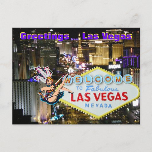 Las Vegas Boulevard en Showgirl art Briefkaart (Voorkant)