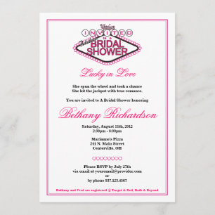 Las Vegas Bridal Shower Invitation - Hot Pink Kaart