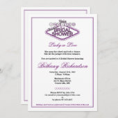 Las Vegas Bridal Shower Invitation - Paars Kaart (Voorkant / Achterkant)