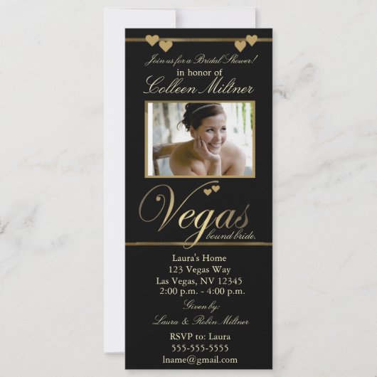 Las Vegas Bridal Shower Invitation Sjabloon Kaart (Voorkant)