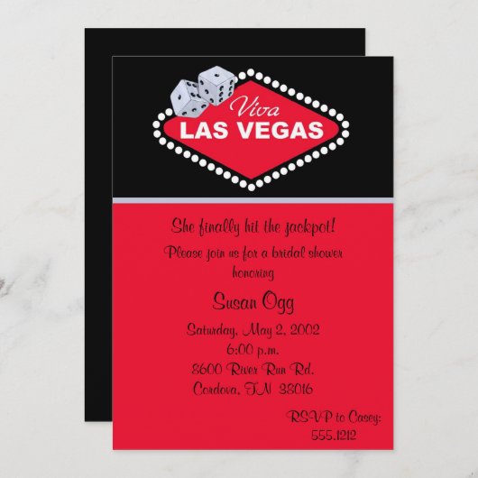 Las Vegas Bridal Shower Kaart (Voorkant / Achterkant)