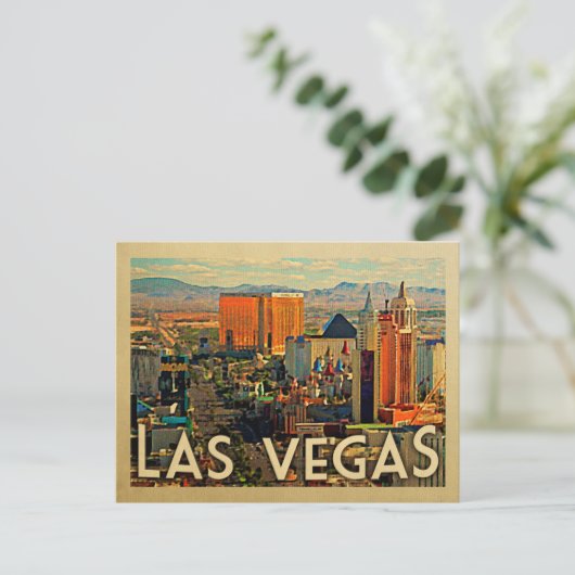 Las Vegas Briefkaart Vintage Travel Briefkaart (Staand voorkant)