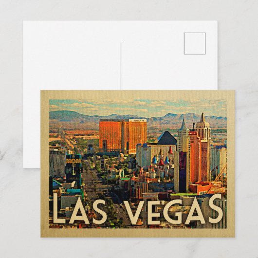Las Vegas Briefkaart Vintage Travel Briefkaart (Voorkant / Achterkant)