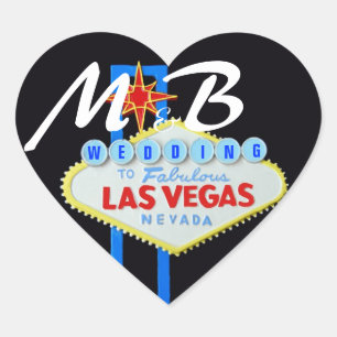 Las Vegas bruid en bruidegom Initialen Hart Sticker