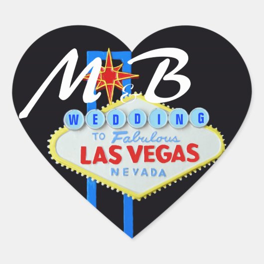 Las Vegas bruid en bruidegom Initialen Hart Sticker (Voorkant)